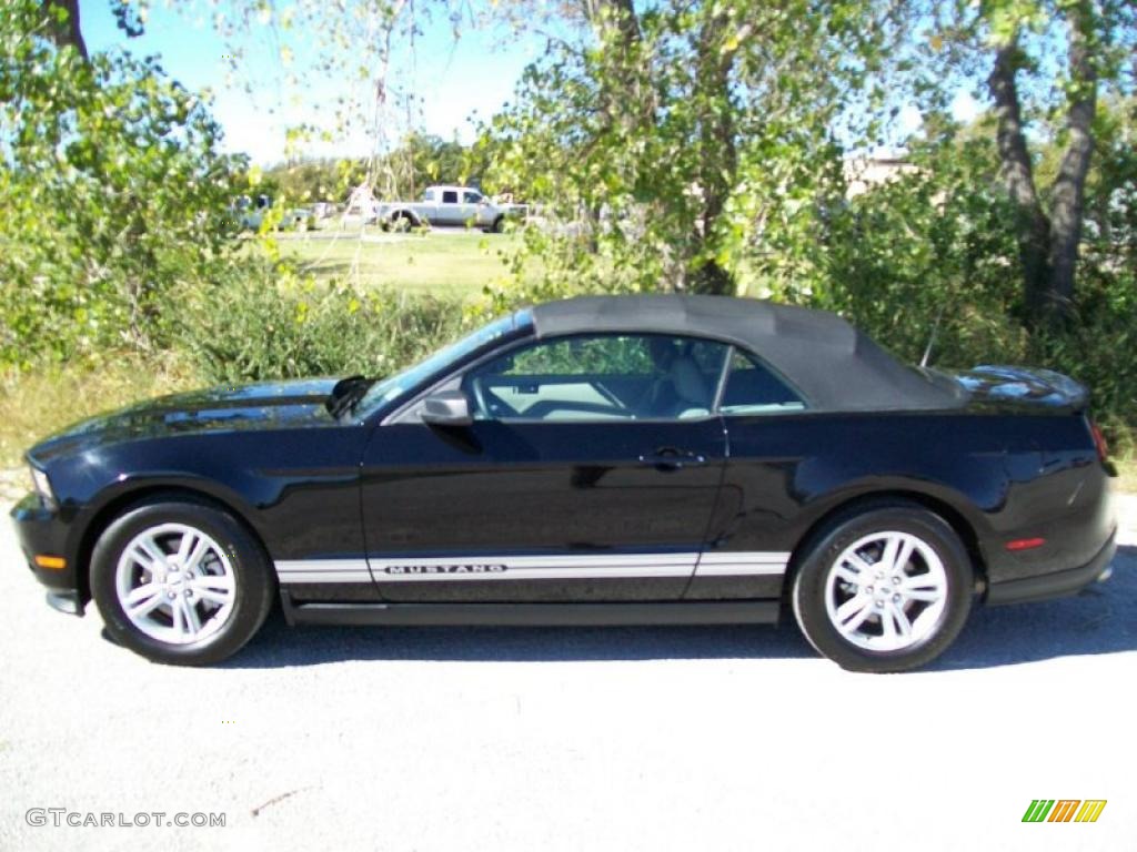 2011 Mustang V6 Convertible - Ebony Black / Stone photo #2