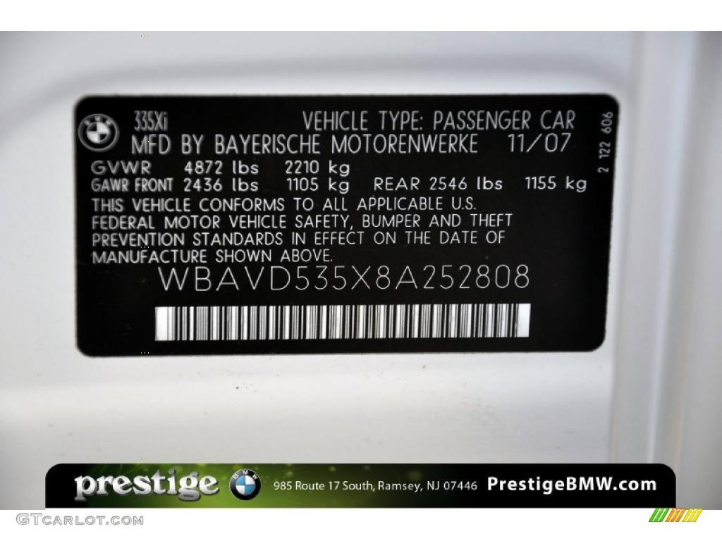 2008 3 Series 335xi Sedan - Alpine White / Black photo #12