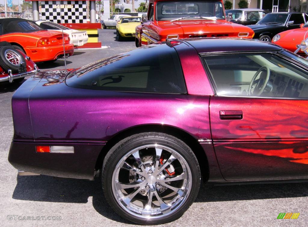 1988 Corvette Coupe - Burgundy/Maroon/Multi-Color Flames / White Leather photo #8