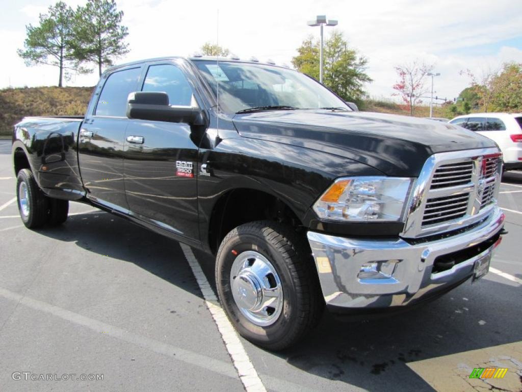 Brilliant Black Crystal Pearl 2011 Dodge Ram 3500 HD SLT Crew Cab 4x4 Dually Exterior Photo #39293027