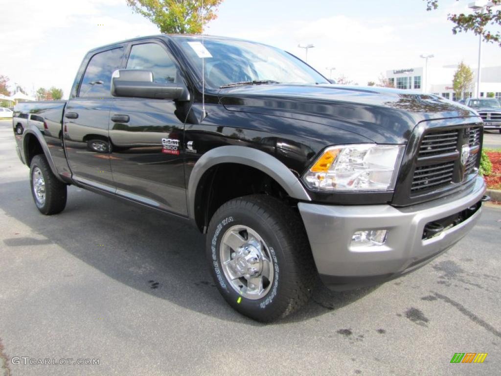 Brilliant Black Crystal Pearl 2011 Dodge Ram 2500 HD SLT Outdoorsman Crew Cab 4x4 Exterior Photo #39294387