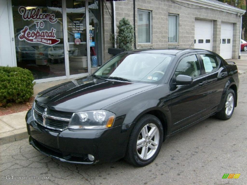 2008 Avenger R/T AWD - Brilliant Black Crystal Pearl / Dark Slate Gray/Light Graystone photo #1