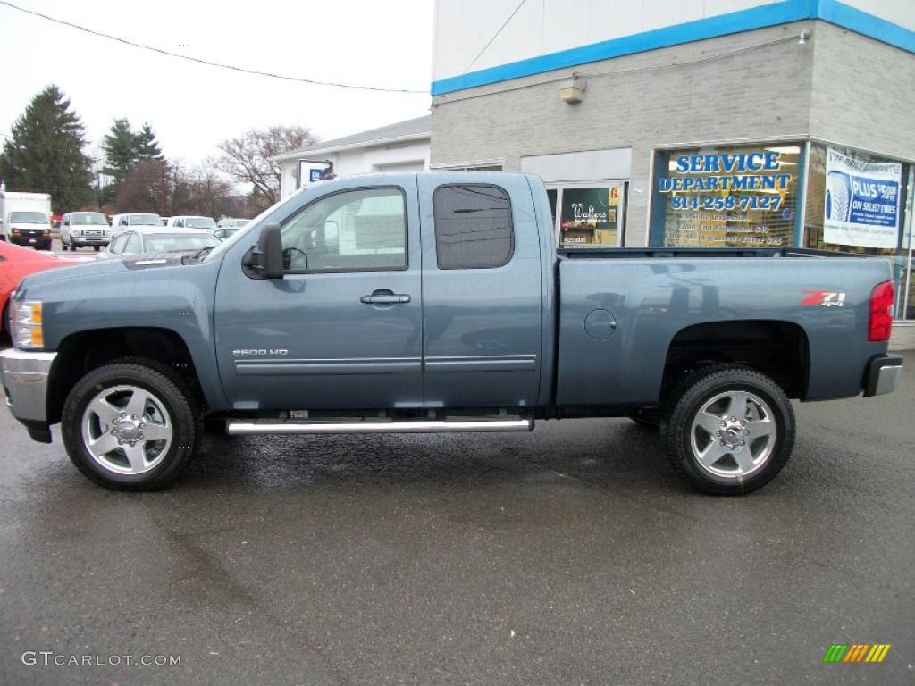 2011 Silverado 2500HD LTZ Extended Cab 4x4 - Blue Granite Metallic / Ebony photo #8