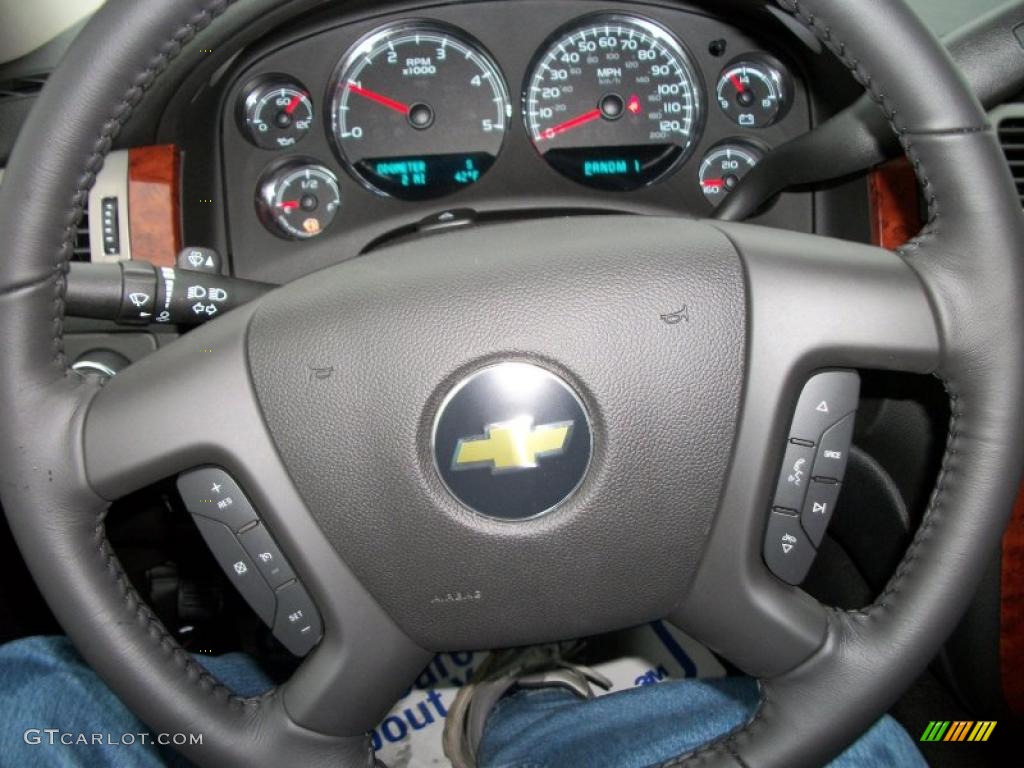 2011 Chevrolet Silverado 2500HD LTZ Extended Cab 4x4 Ebony Steering Wheel Photo #39296675