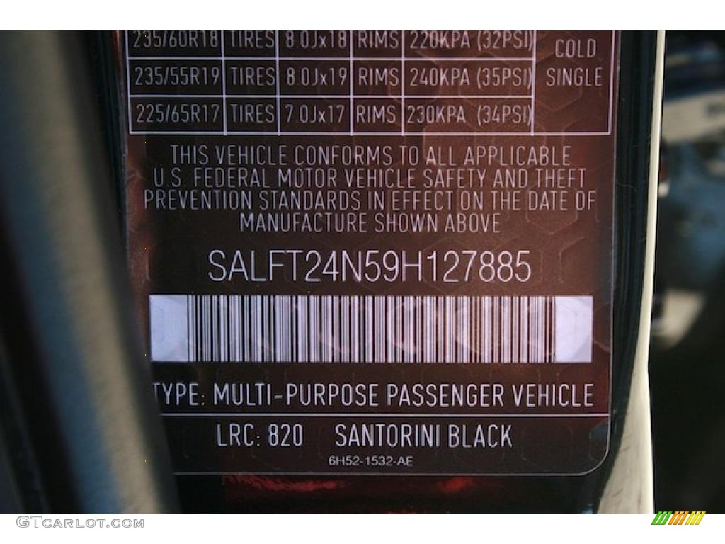 2009 Land Rover LR2 HSE Info Tag Photo #39302633