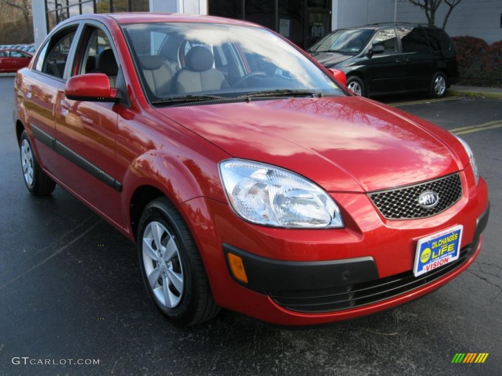 2009 Rio LX Sedan - Tropical Red / Gray photo #13
