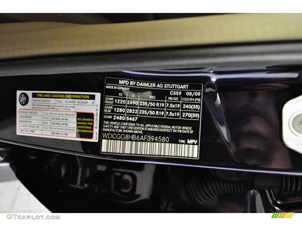 2010 Mercedes-Benz GLK 350 4Matic Info Tag Photos
