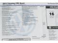 2011 Volkswagen Touareg VR6 FSI Sport 4XMotion Window Sticker