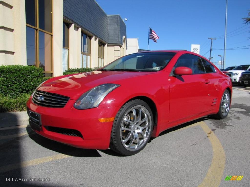 2005 G 35 Coupe - Laser Red / Wheat photo #3