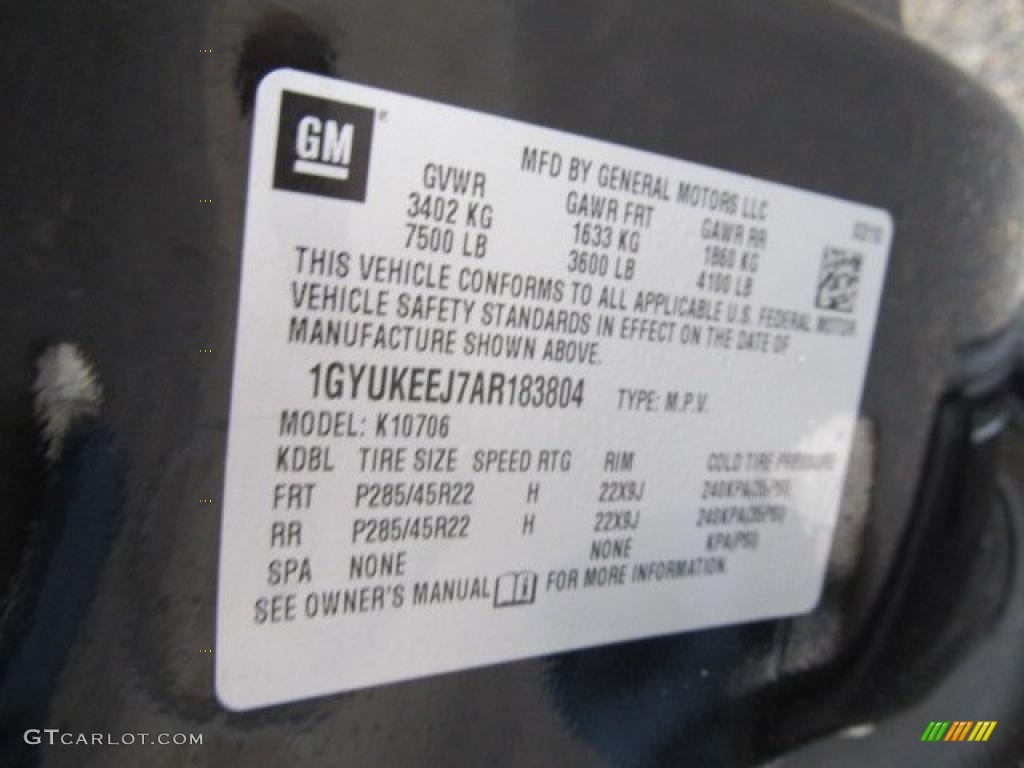 2010 Cadillac Escalade Hybrid AWD Info Tag Photo #39327404