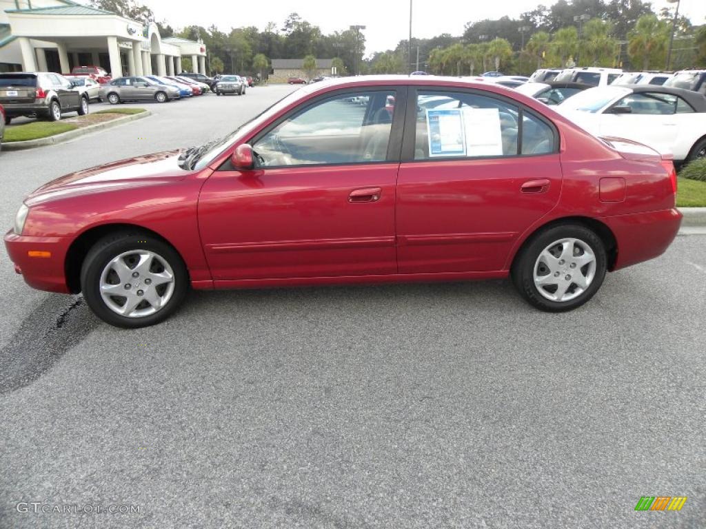 2004 Elantra GLS Sedan - Crimson Dark Red / Gray photo #2