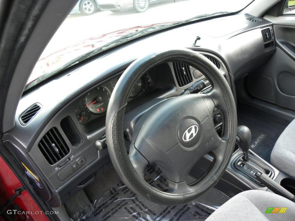 2004 Elantra GLS Sedan - Crimson Dark Red / Gray photo #3