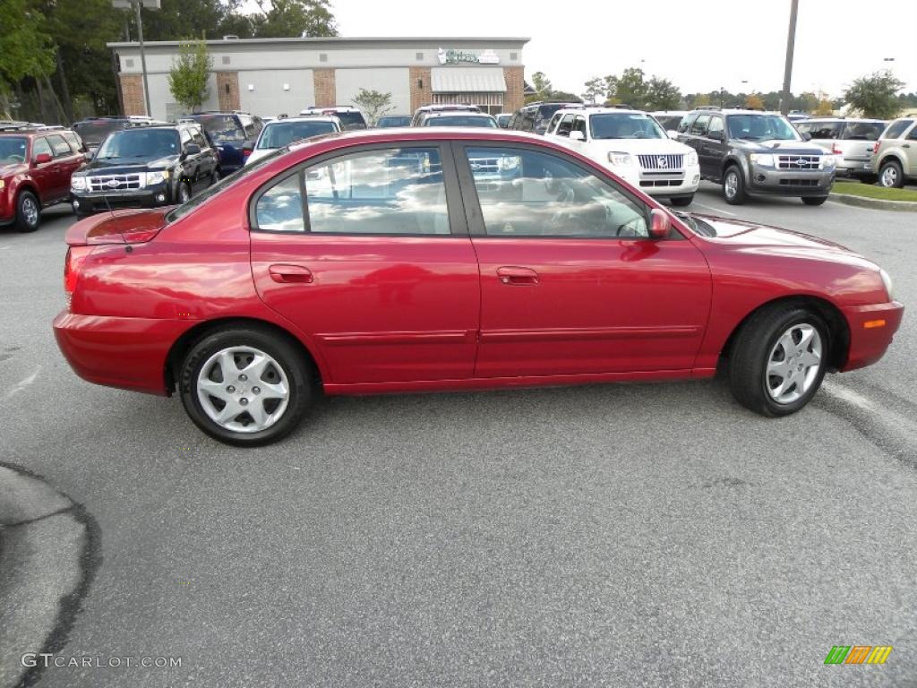 2004 Elantra GLS Sedan - Crimson Dark Red / Gray photo #12
