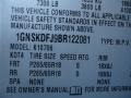 2011 Chevrolet Tahoe Hybrid 4x4 Info Tag