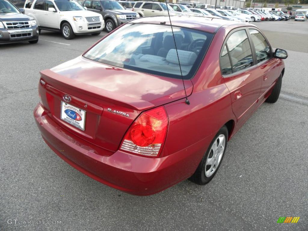 2004 Elantra GLS Sedan - Crimson Dark Red / Gray photo #13