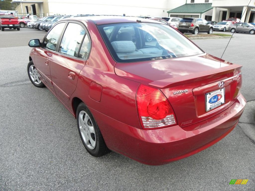 2004 Elantra GLS Sedan - Crimson Dark Red / Gray photo #15