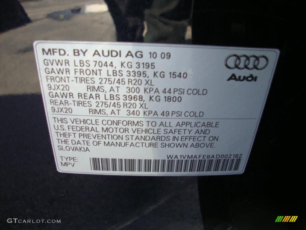 2010 Audi Q7 3.0 TDI quattro Info Tag Photo #39334996