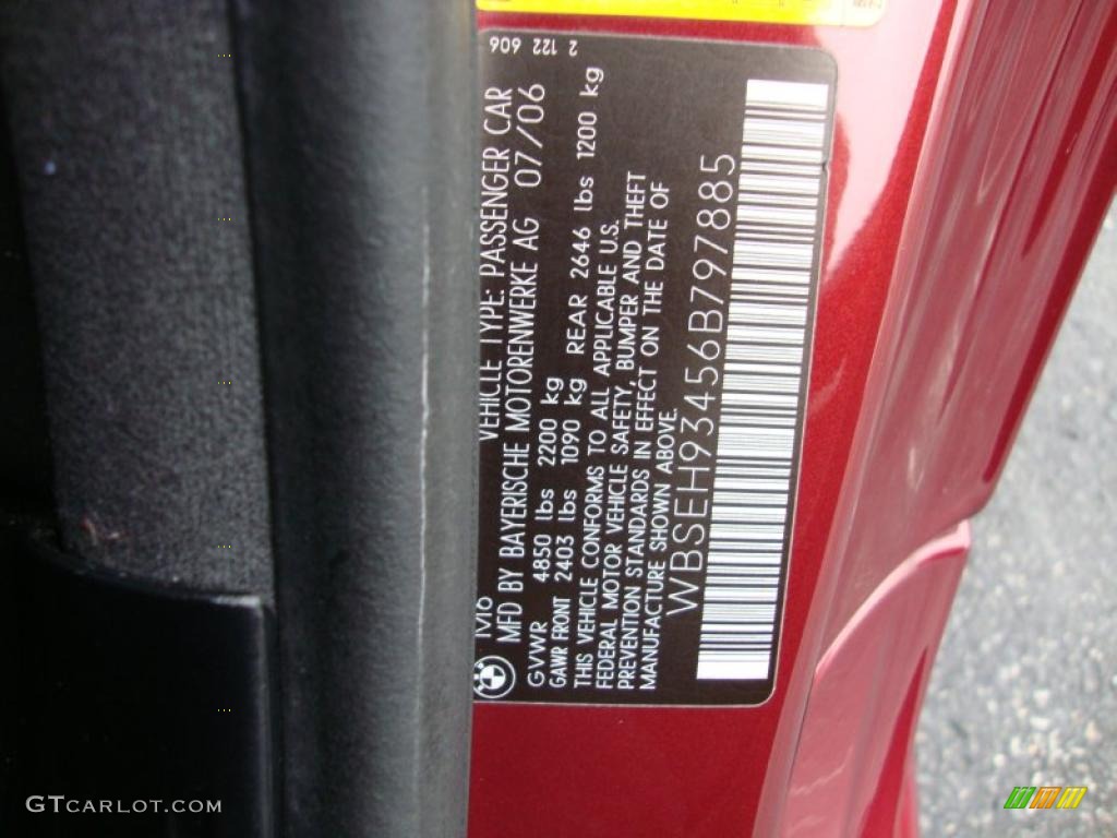 2006 BMW M6 Coupe Info Tag Photo #39341540
