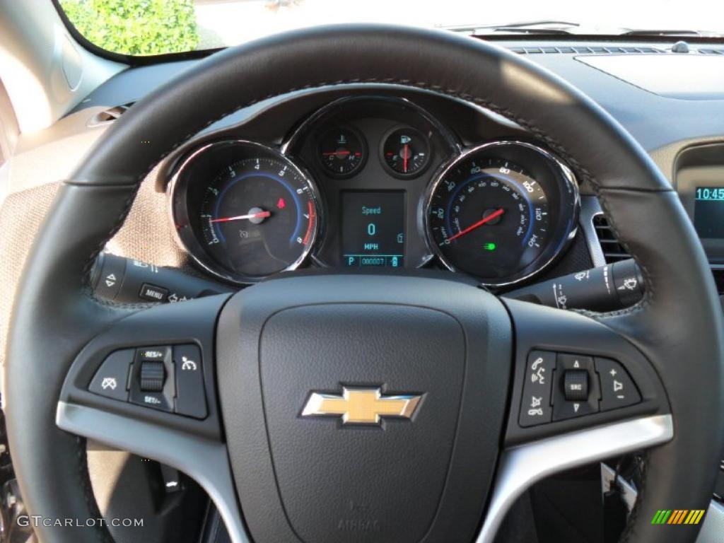 2011 Chevrolet Cruze LTZ Jet Black Leather Steering Wheel Photo #39341972