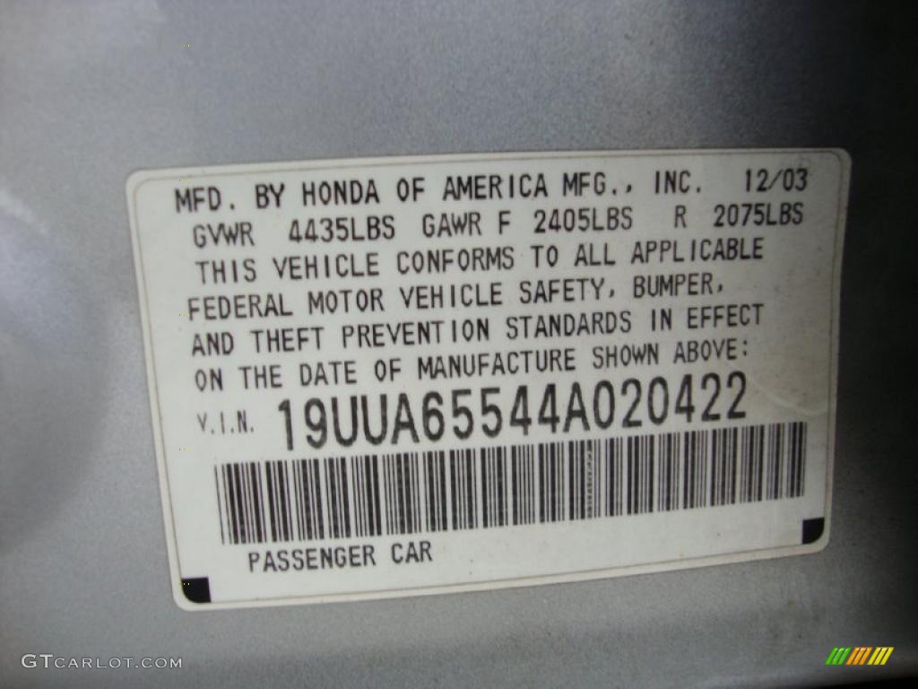 2004 Acura TL 3.2 Info Tag Photo #39342412