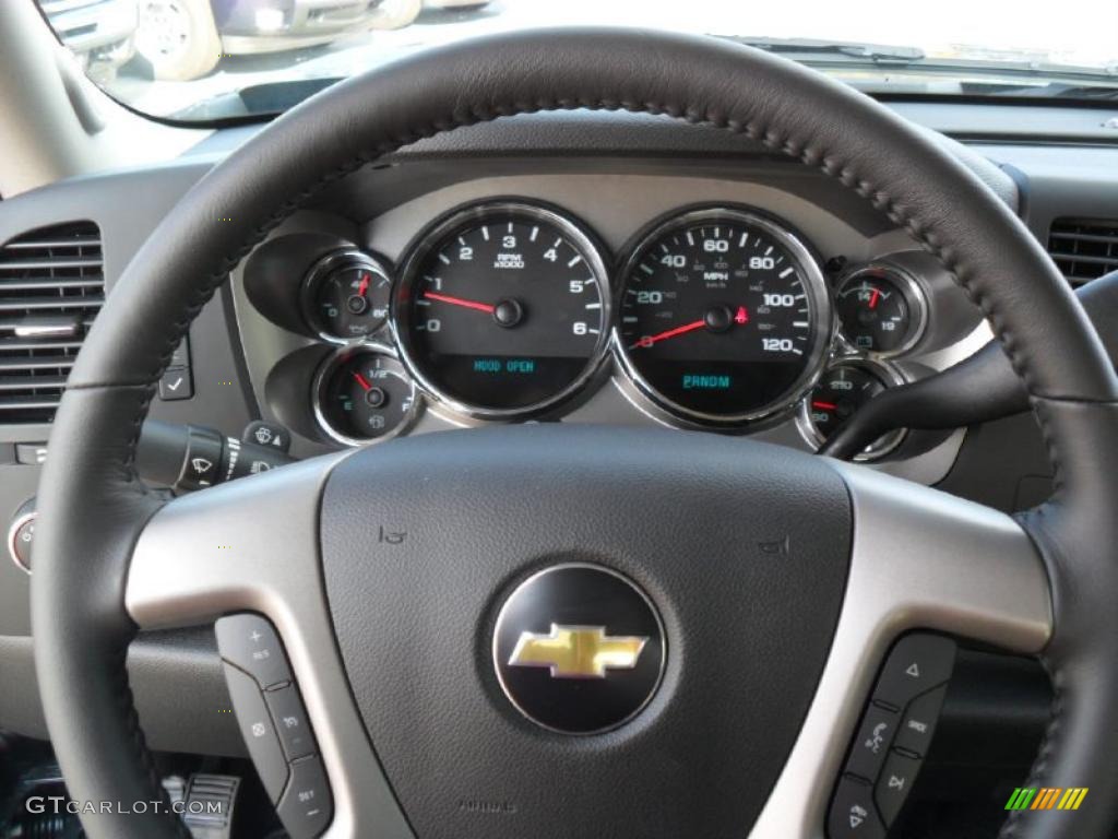 2011 Chevrolet Silverado 1500 LT Crew Cab 4x4 Ebony Steering Wheel Photo #39343196