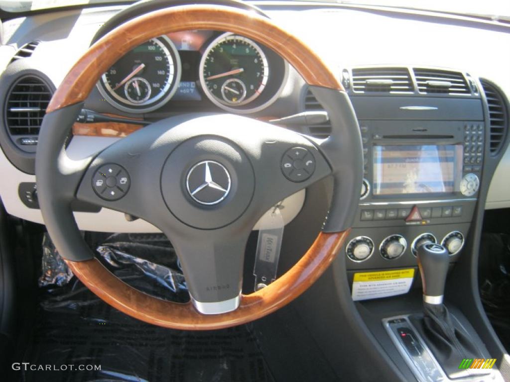 2010 Mercedes-Benz SLK 350 Roadster Ash Steering Wheel Photo #39343264