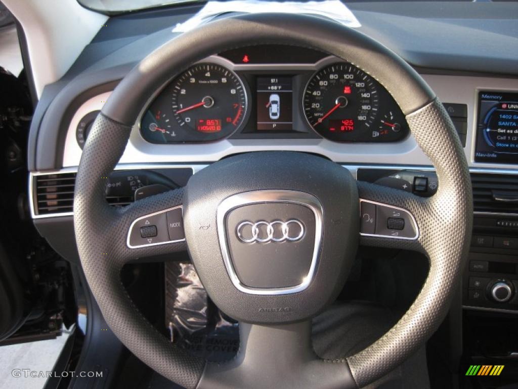 2010 Audi A6 3.0 TFSI quattro Sedan Black Steering Wheel Photo #39345816