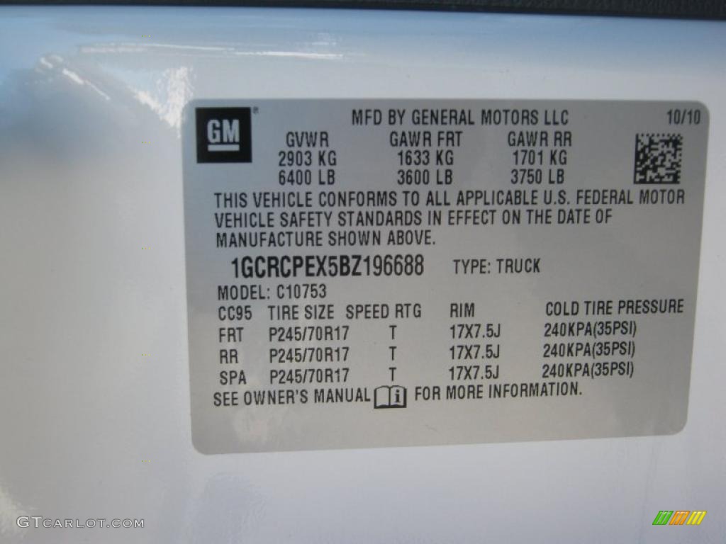 2011 Chevrolet Silverado 1500 Extended Cab Info Tag Photos