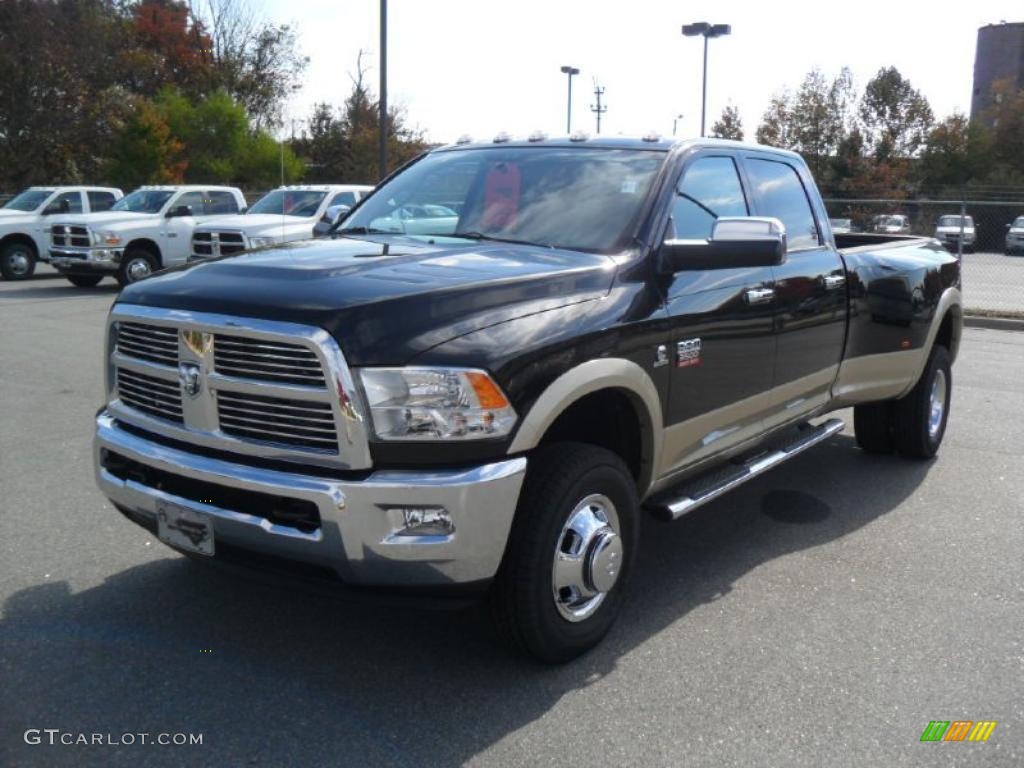 2011 Ram 3500 HD Laramie Crew Cab 4x4 Dually - Brilliant Black Crystal Pearl / Dark Slate Gray photo #1