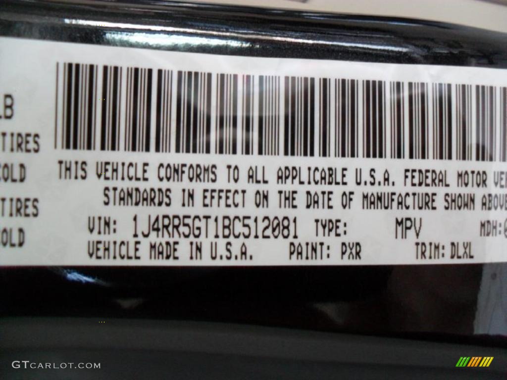 2011 Grand Cherokee Color Code PXR for Brilliant Black Crystal Pearl Photo #39360220