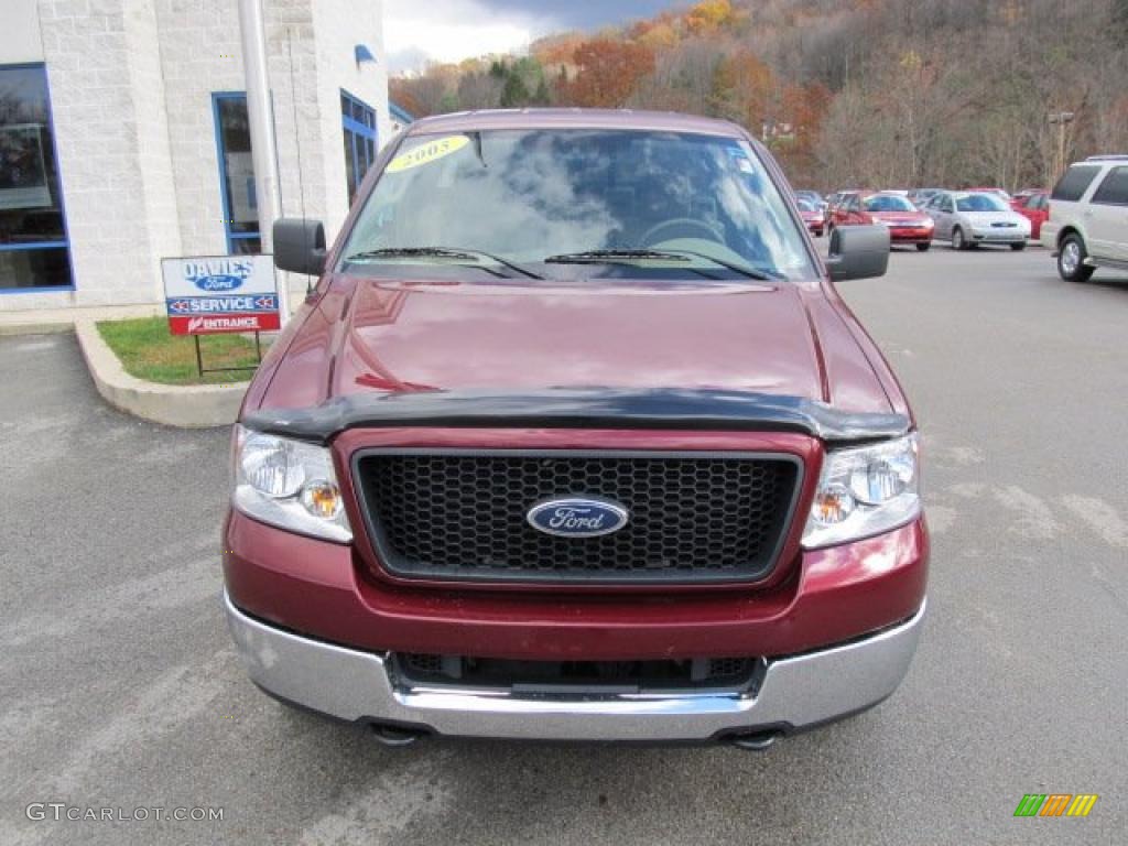 2005 F150 XLT Regular Cab 4x4 - Dark Toreador Red Metallic / Tan photo #13