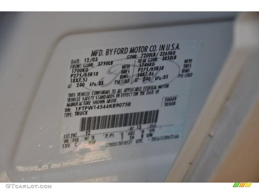 2004 F150 Lariat SuperCrew 4x4 - Oxford White / Tan photo #7