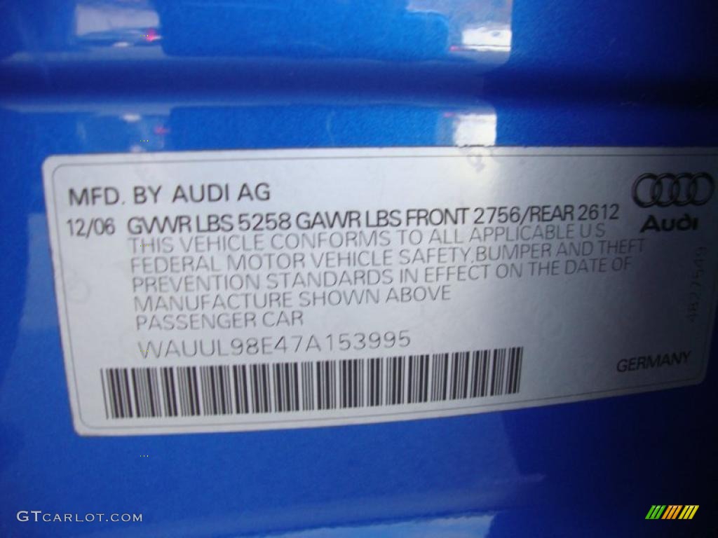 2007 Audi S4 4.2 quattro Avant Info Tag Photo #39376506