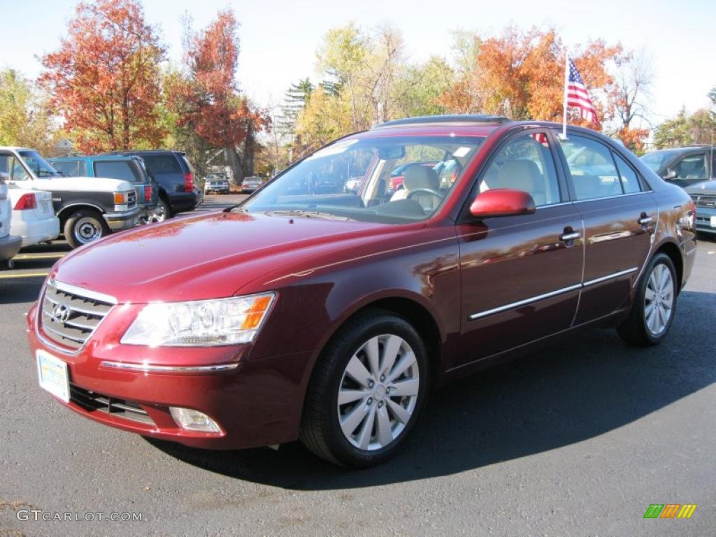 2009 Sonata Limited V6 - Dark Cherry Red / Camel photo #1