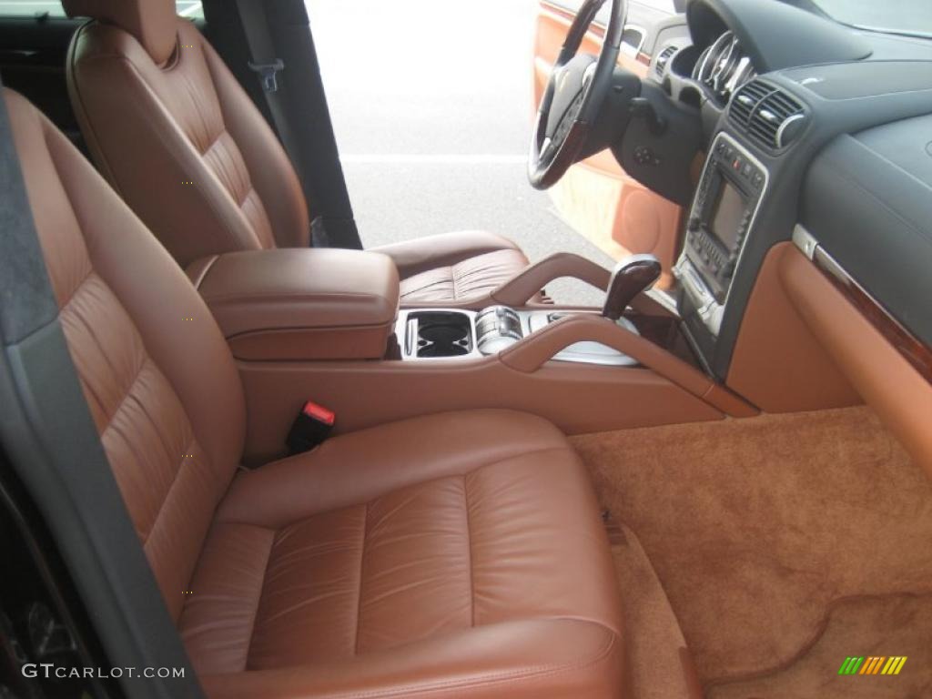 Chestnut/Black Natural Leather Interior 2008 Porsche Cayenne Turbo Photo #39383099