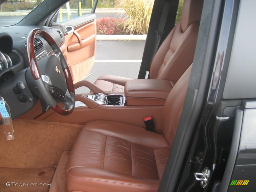 Chestnut/Black Natural Leather Interior 2008 Porsche Cayenne Turbo Photo #39383121