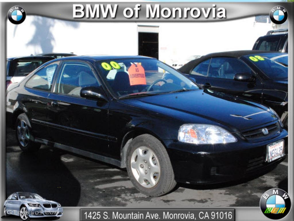 2000 Civic EX Coupe - Flamenco Black Pearl / Dark Gray photo #1