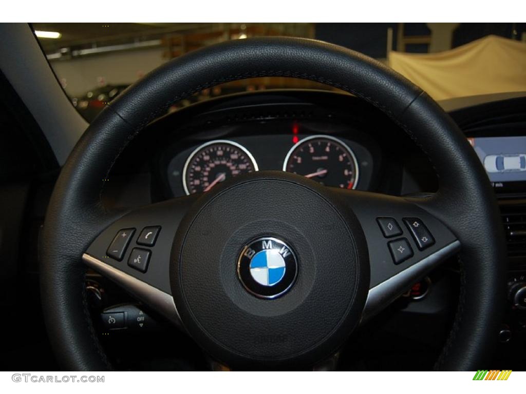 2009 BMW 5 Series 550i Sedan Black Steering Wheel Photo #39386565