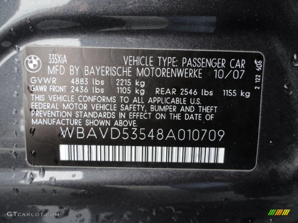 2008 BMW 3 Series 335xi Sedan Info Tag Photo #39392785