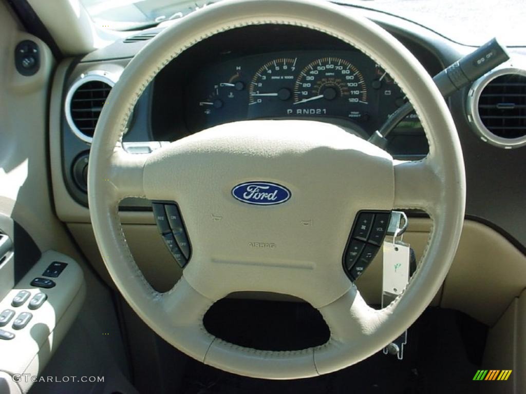 2003 Ford Expedition Eddie Bauer Medium Parchment Steering Wheel Photo #39393329