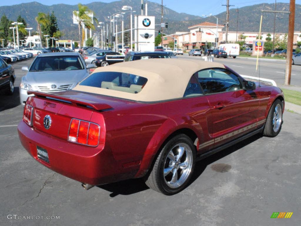 2005 Mustang V6 Premium Convertible - Redfire Metallic / Medium Parchment photo #7