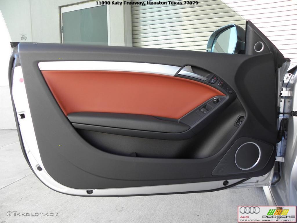 2009 Audi S5 4.2 quattro Tuscan Brown Silk Nappa Leather Door Panel Photo #39397349