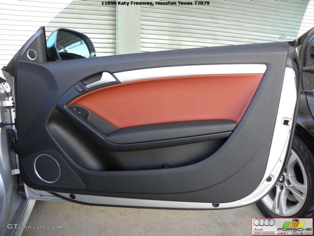 2009 Audi S5 4.2 quattro Tuscan Brown Silk Nappa Leather Door Panel Photo #39397365