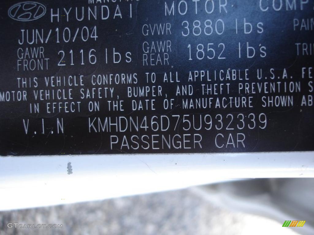 2005 Elantra GLS Sedan - Nordic White / Beige photo #15