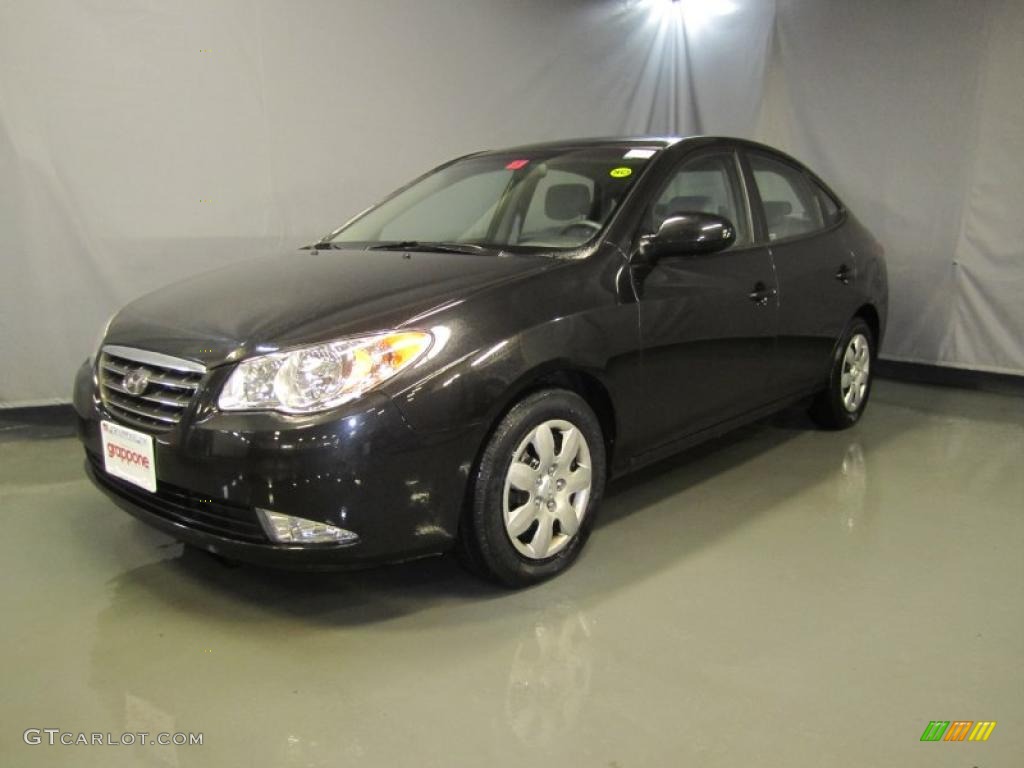2009 Elantra GLS Sedan - Black Pearl / Gray photo #1