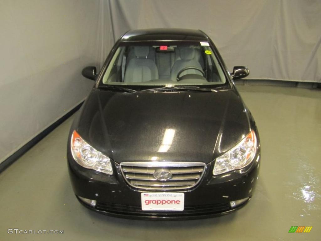 2009 Elantra GLS Sedan - Black Pearl / Gray photo #2