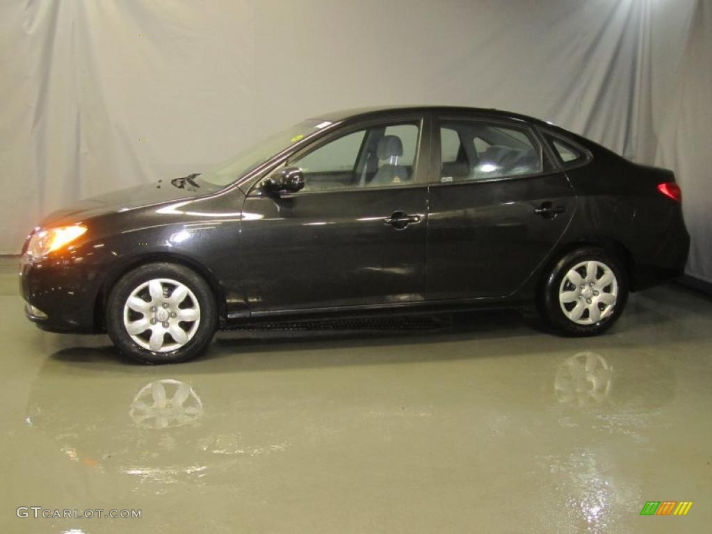 2009 Elantra GLS Sedan - Black Pearl / Gray photo #3