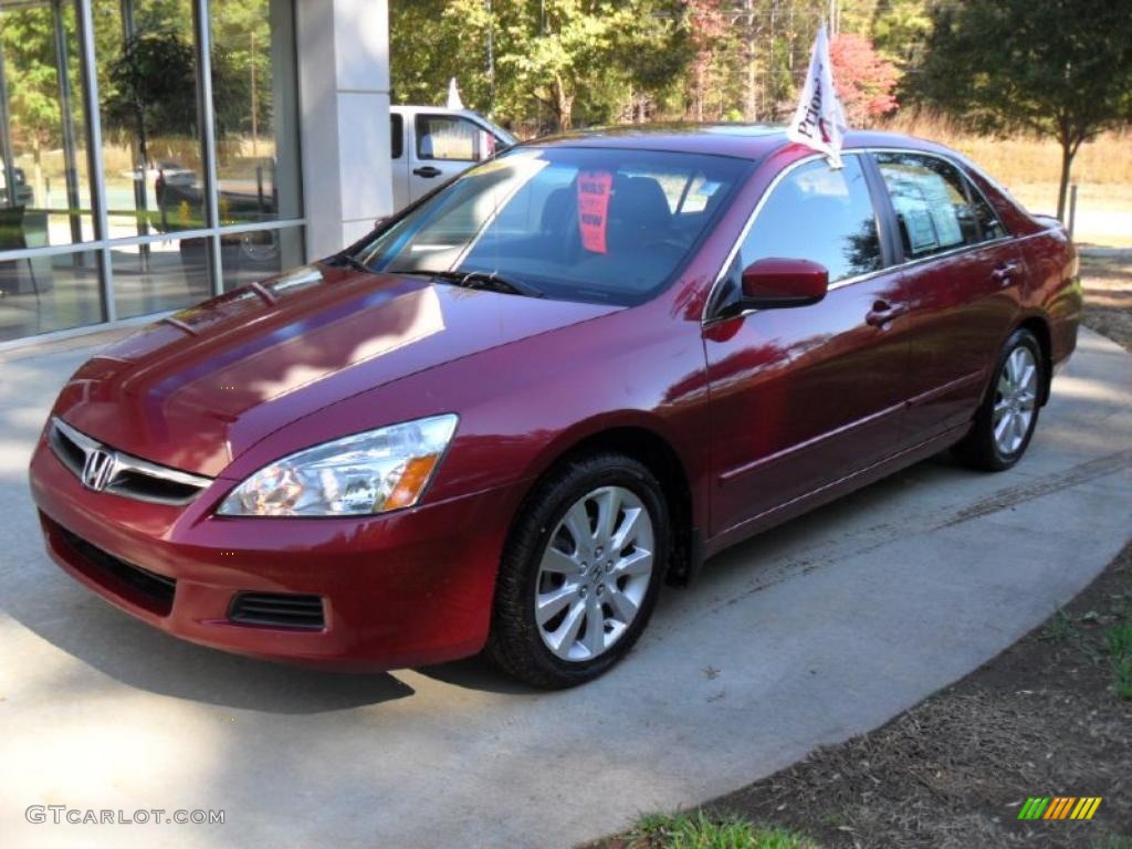 2007 Accord EX-L V6 Sedan - Moroccan Red Pearl / Gray photo #1