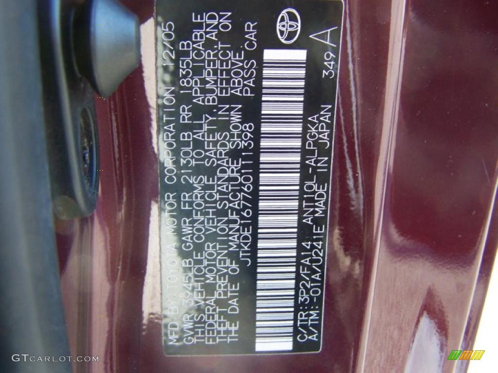 2006 tC Color Code 3P2 for Black Cherry Pearl Photo #39408253