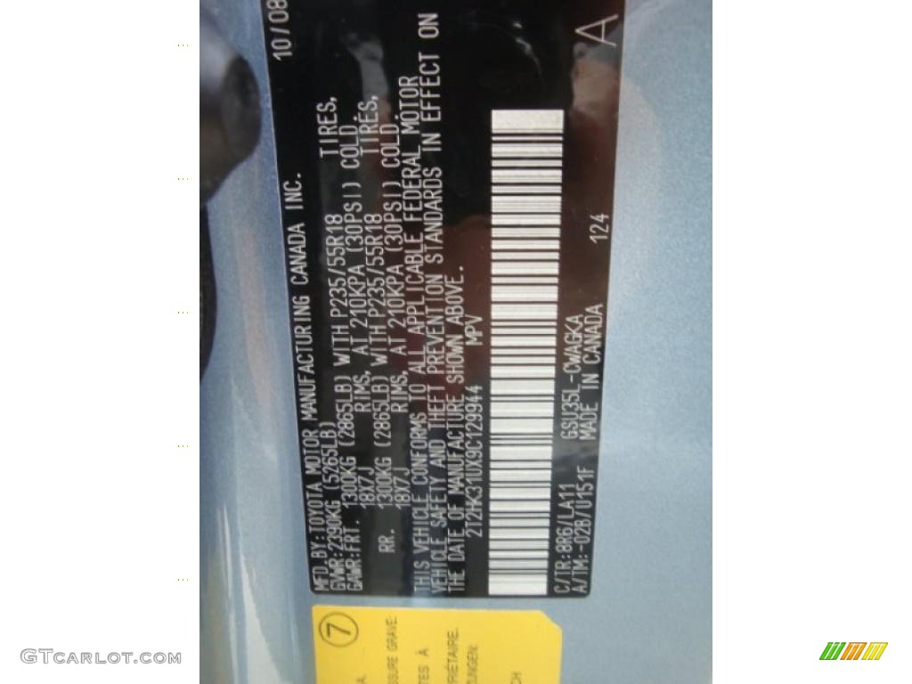 2009 RX Color Code 8R6 for Breakwater Blue Metallic Photo #39409697